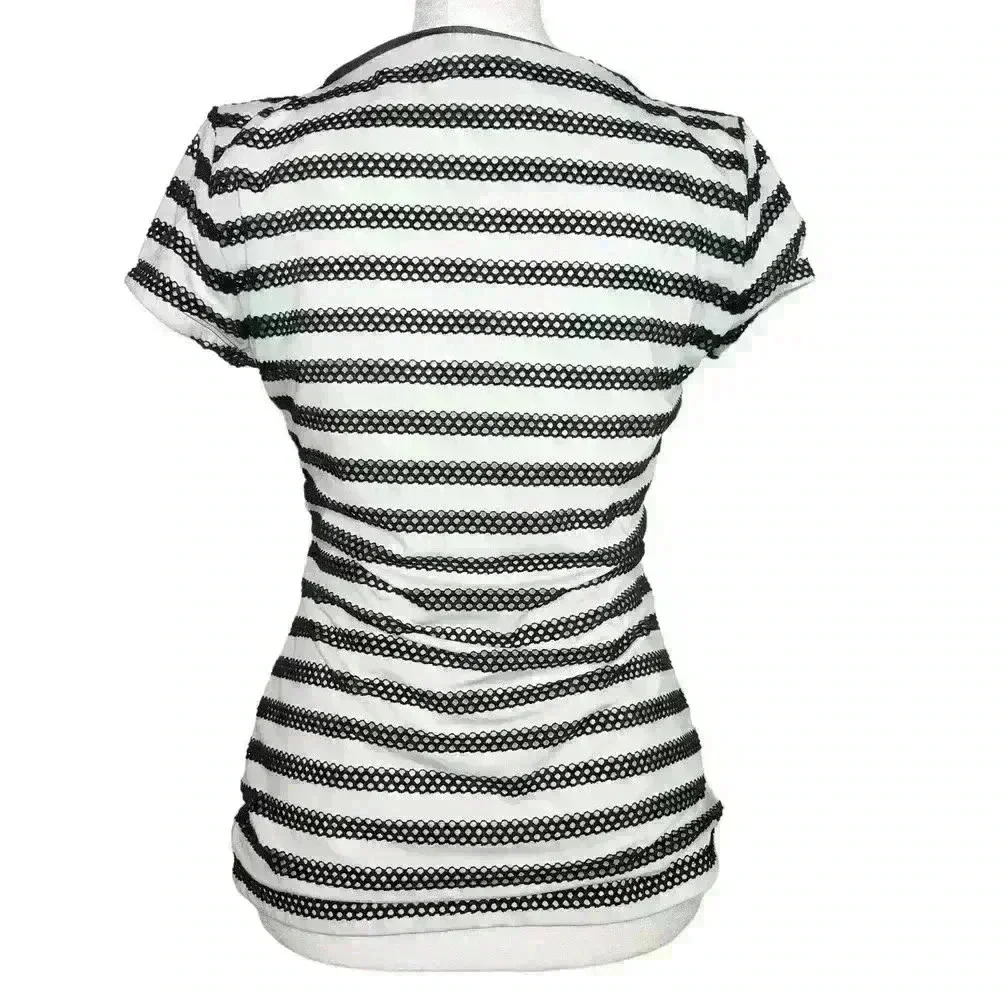 White House Black Market women's black & white striped blouse size XS - Picture 2 of 8